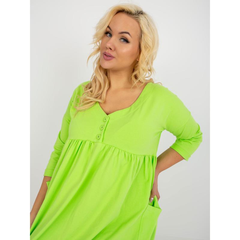 Dámské šaty s knoflíky plus size BASIC lipově zelené 