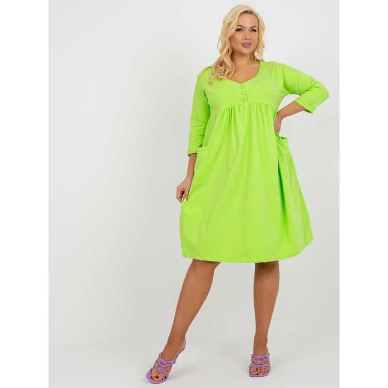 Dámské šaty s knoflíky plus size BASIC lipově zelené 