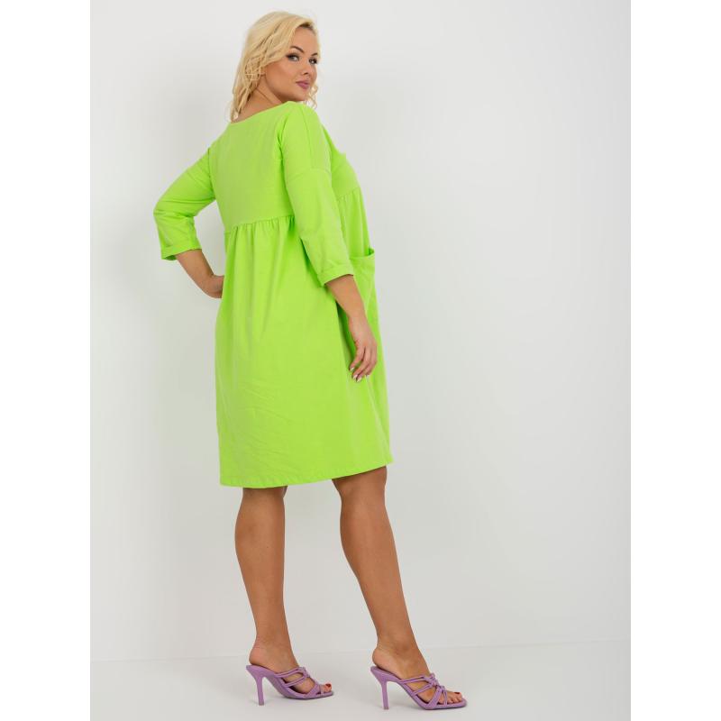 Dámské šaty s knoflíky plus size BASIC lipově zelené 