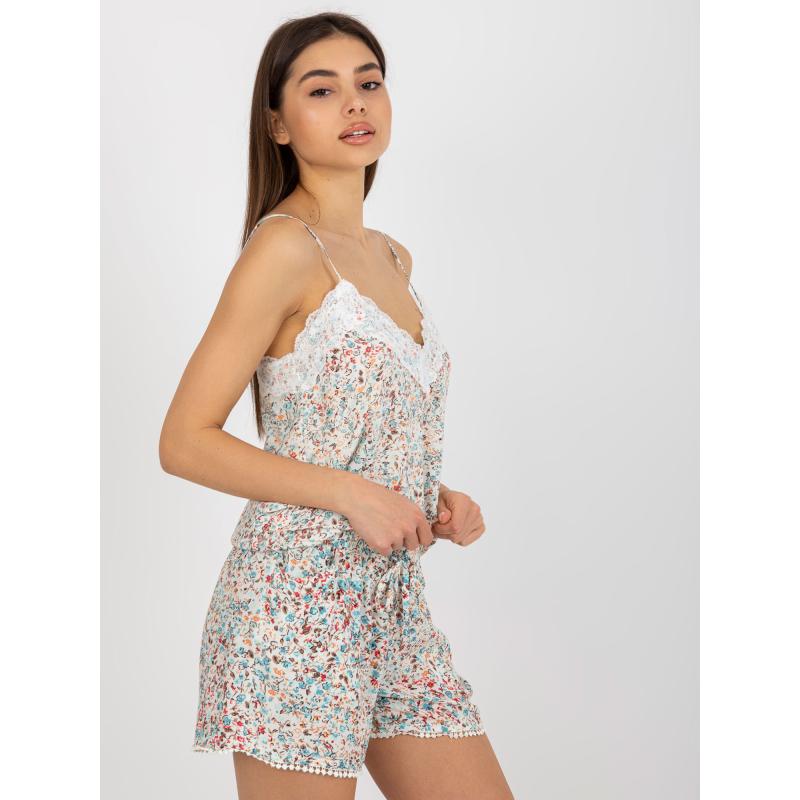 Női pánt nélküli felső virágokkal FRESH MADE fehér