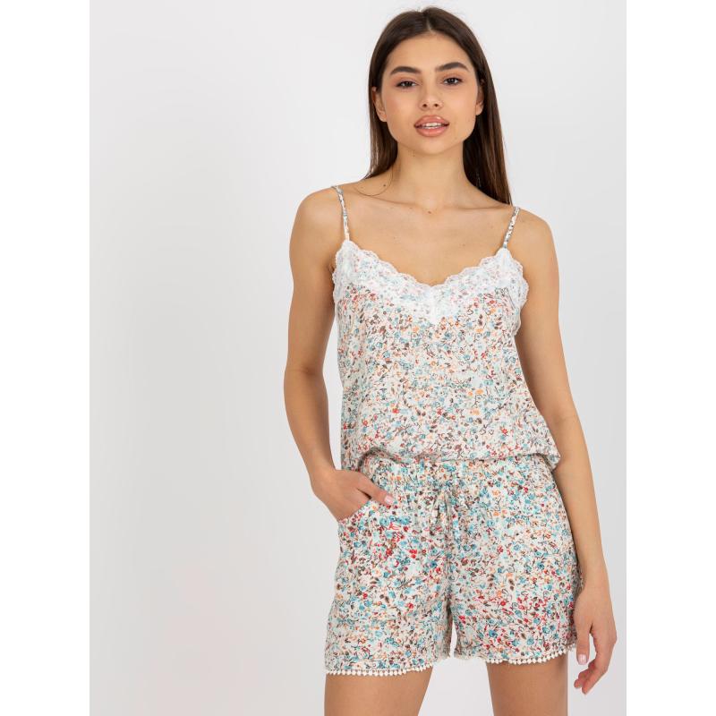 Női pánt nélküli felső virágokkal FRESH MADE fehér