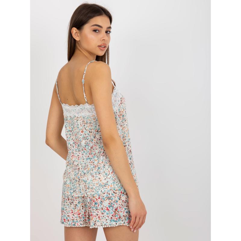 Női pánt nélküli felső virágokkal FRESH MADE fehér