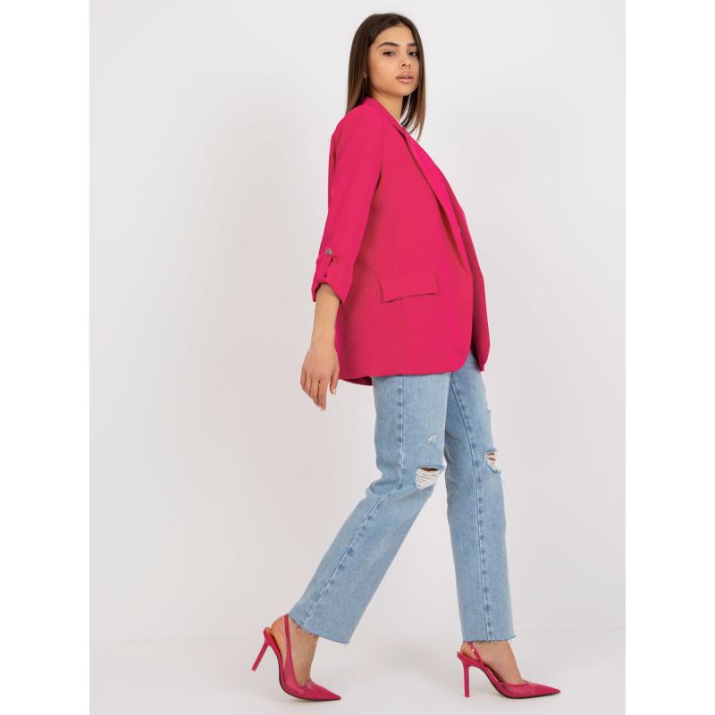 Dámské sako s ohrnutými rukávy OCH BELLA růžové 