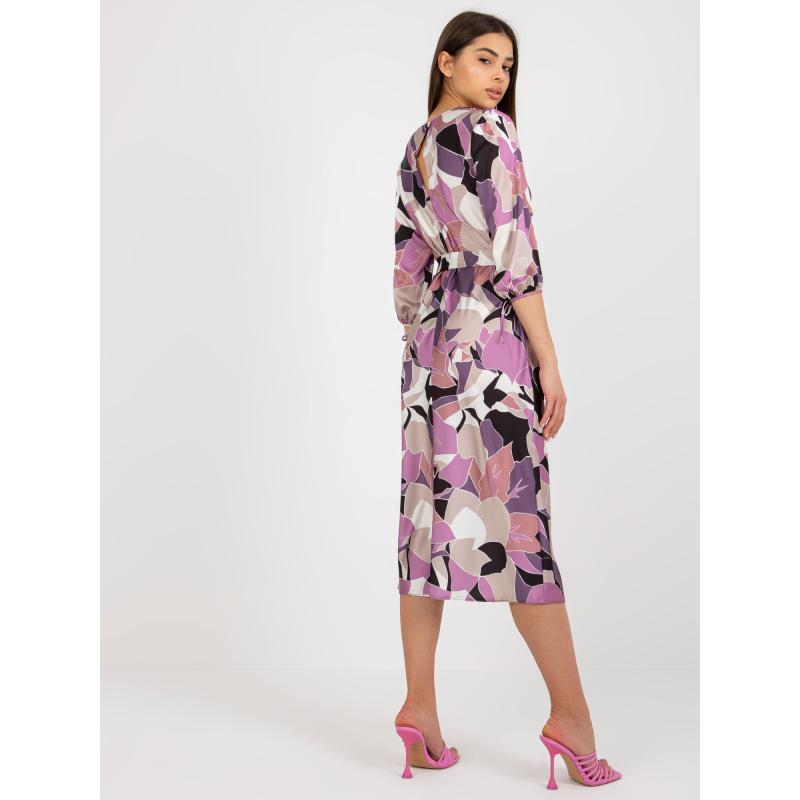 Dámské šaty s potiskem a páskem NATASA fialové