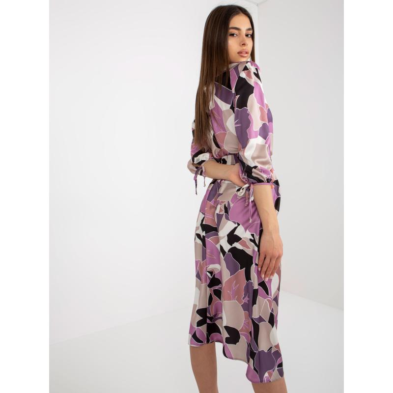 Dámské šaty s potiskem a páskem NATASA fialové