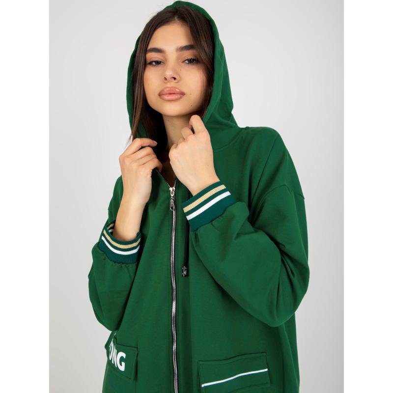 Női cipzáras kapucnis pulóver ZOJA sötétzöld