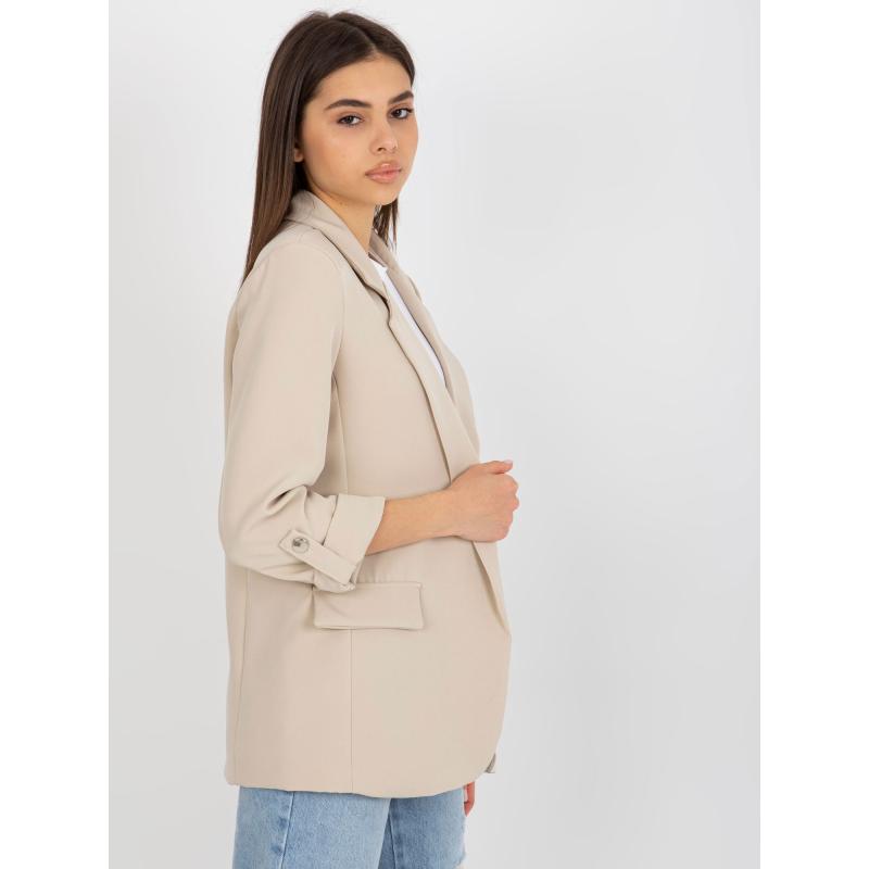 Dámské sako s ohrnutými rukávy OCH BELLA světle béžové 