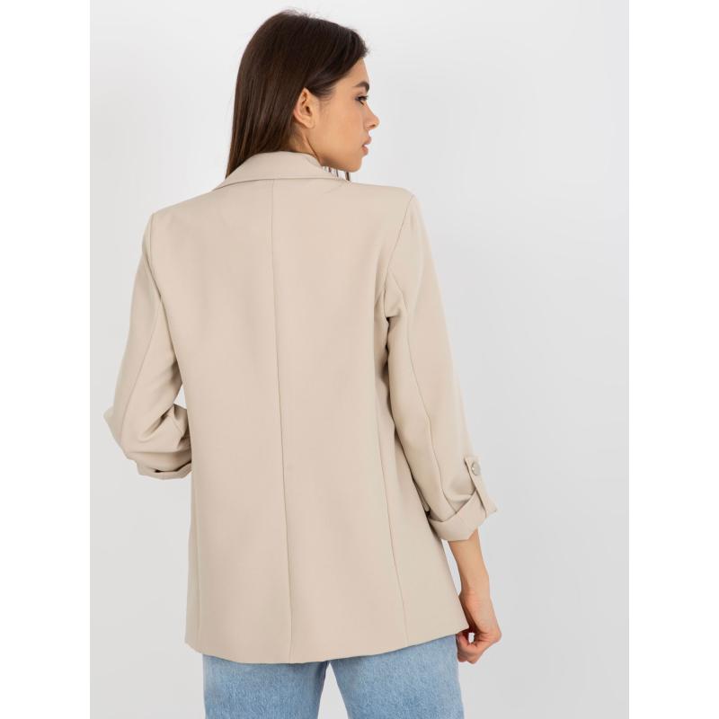 Dámské sako s ohrnutými rukávy OCH BELLA světle béžové 