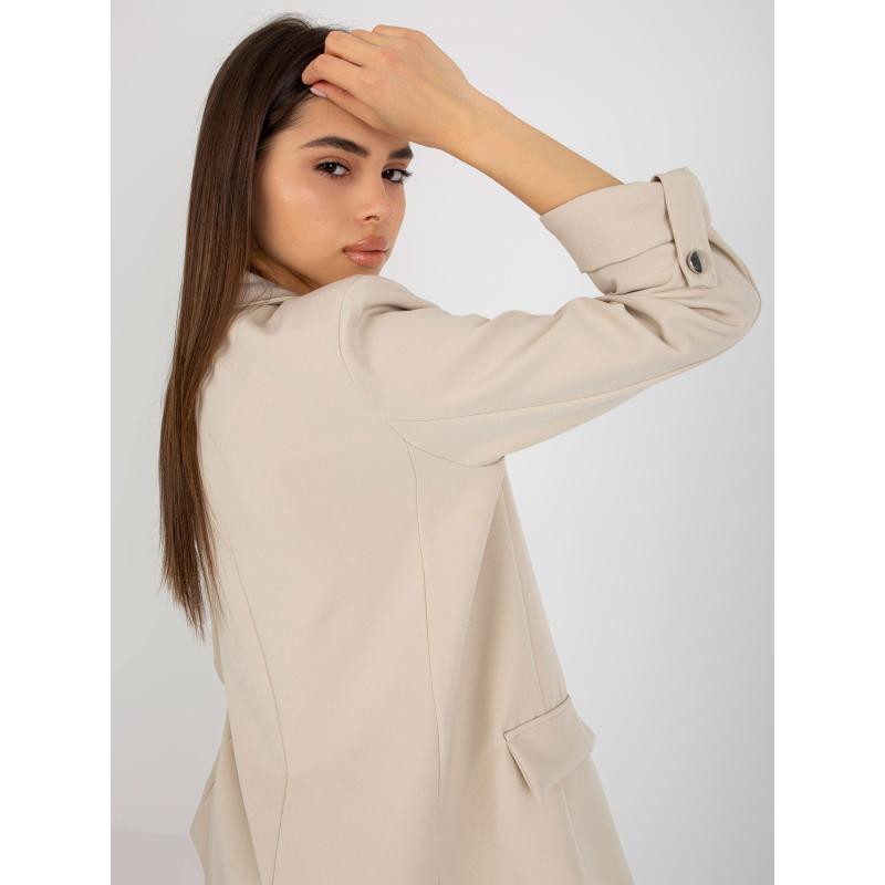 Dámské sako s ohrnutými rukávy OCH BELLA světle béžové 