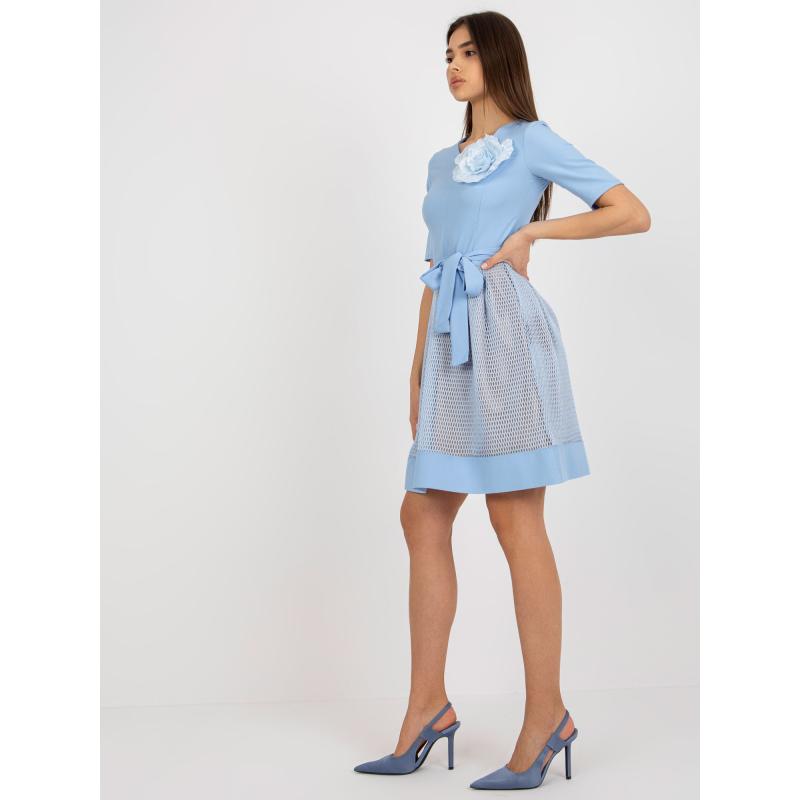 Dámské šaty s páskem ELEONORA světle modré 