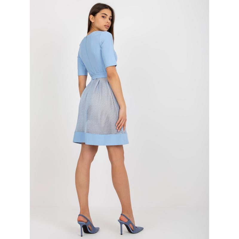 Dámské šaty s páskem ELEONORA světle modré 