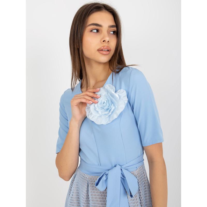 Dámské šaty s páskem ELEONORA světle modré 