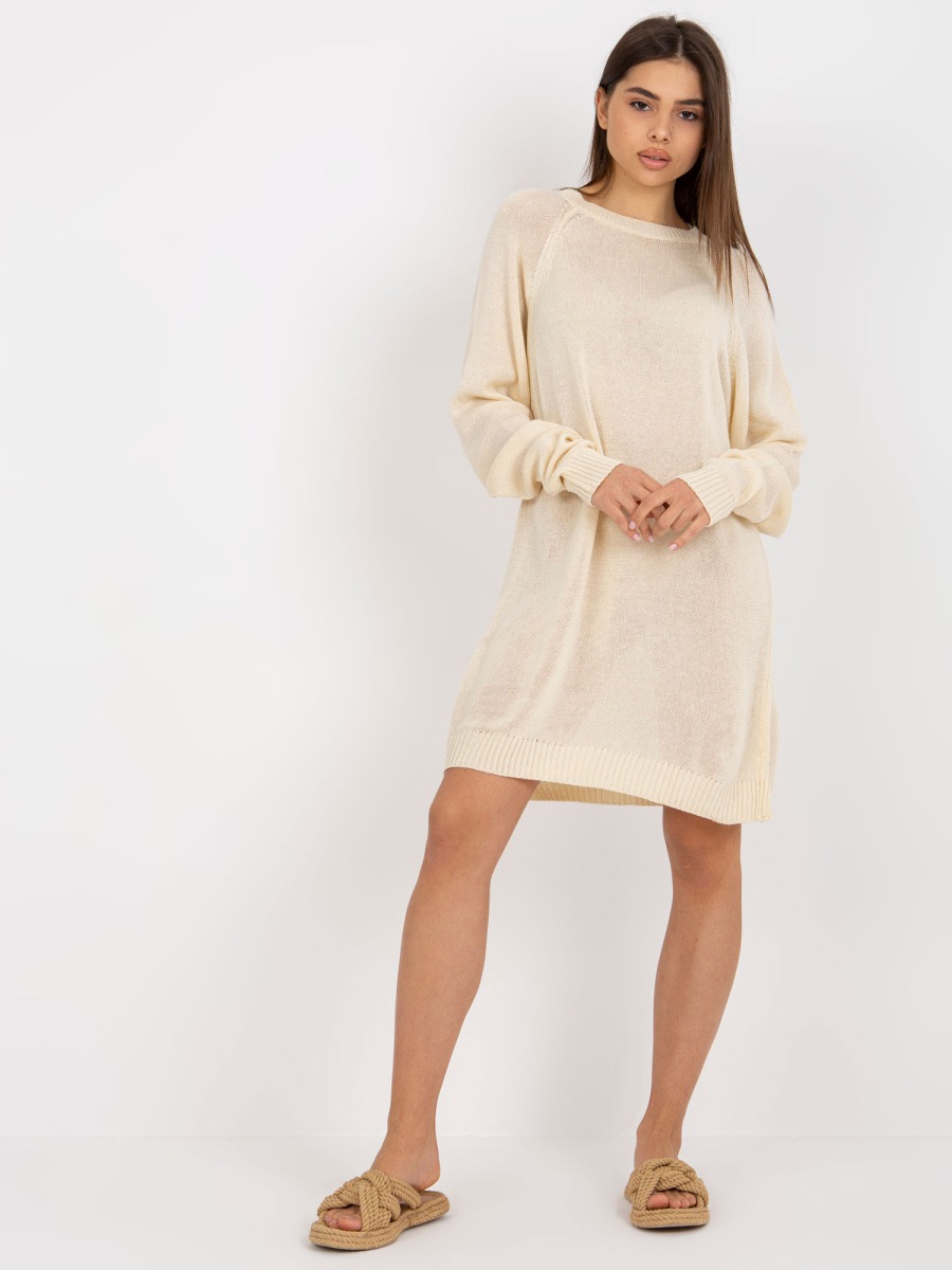 Dámske šaty oversize s dlhými rukávmi VIKTORA svetlo béžové