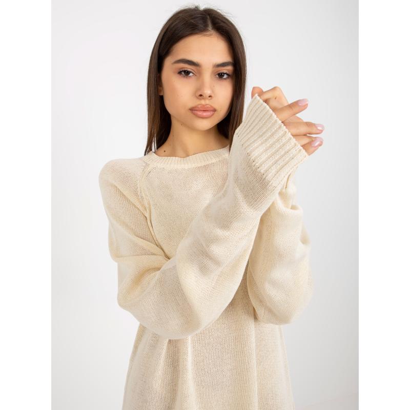 Női hosszú ujjú túlméretezett ruha VIKTORA világos bézs