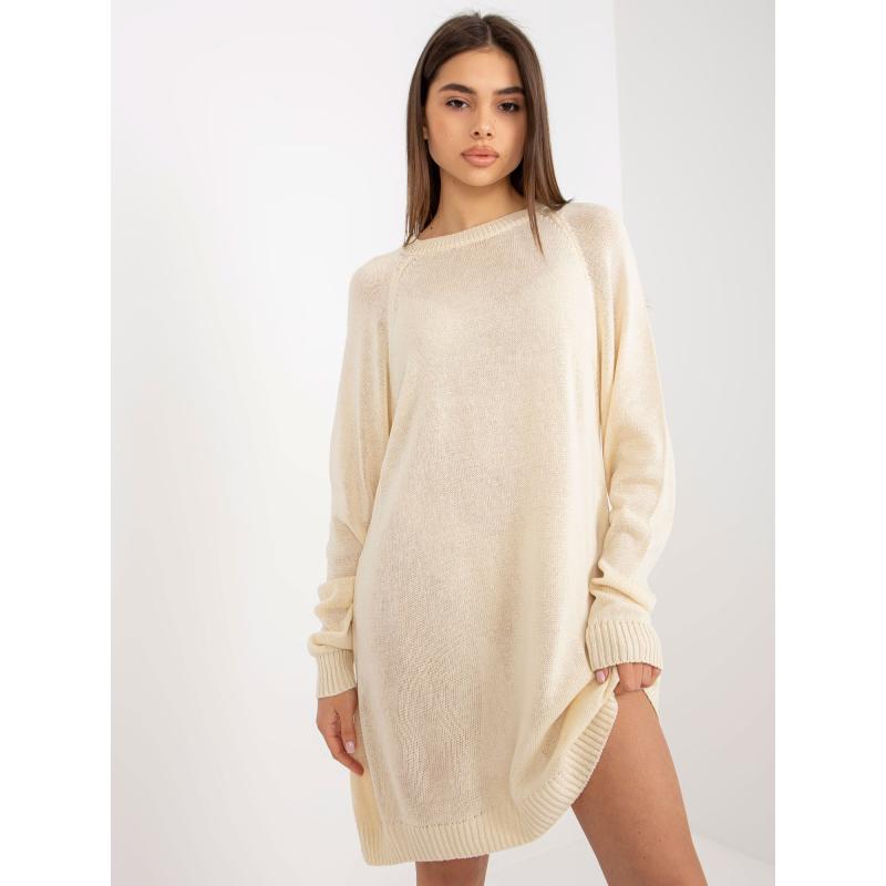 Női hosszú ujjú túlméretezett ruha VIKTORA világos bézs
