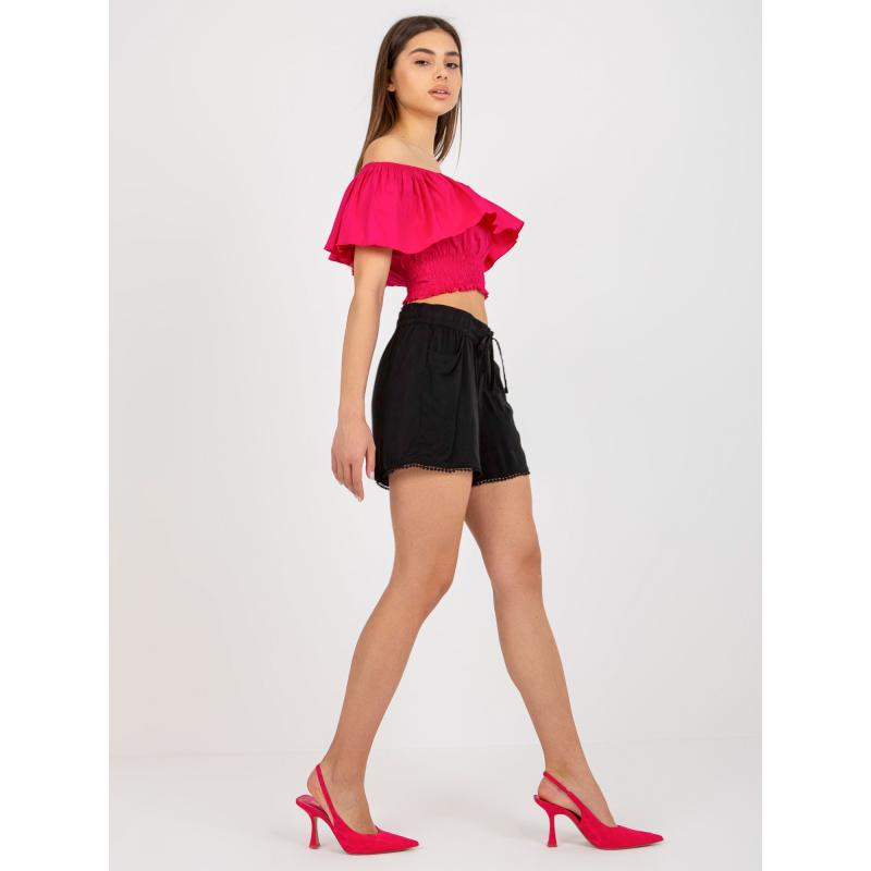 Női FRESH MADE rövidnadrág nyakkendővel fekete