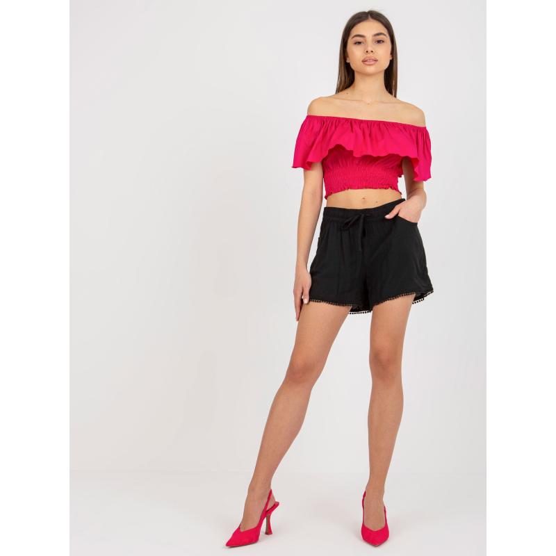 Női FRESH MADE rövidnadrág nyakkendővel fekete