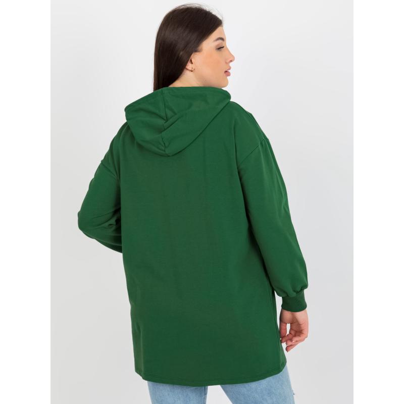 Női plus size pulóver zsebekkel ABELA sötétzöld