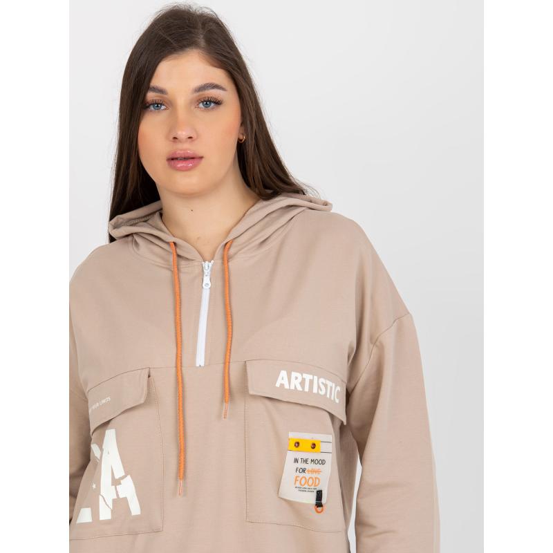 Dámská mikina s kapucí plus size ABELA béžová  