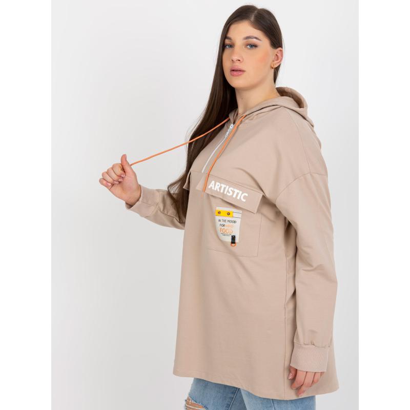 Dámská mikina s kapucí plus size ABELA béžová  