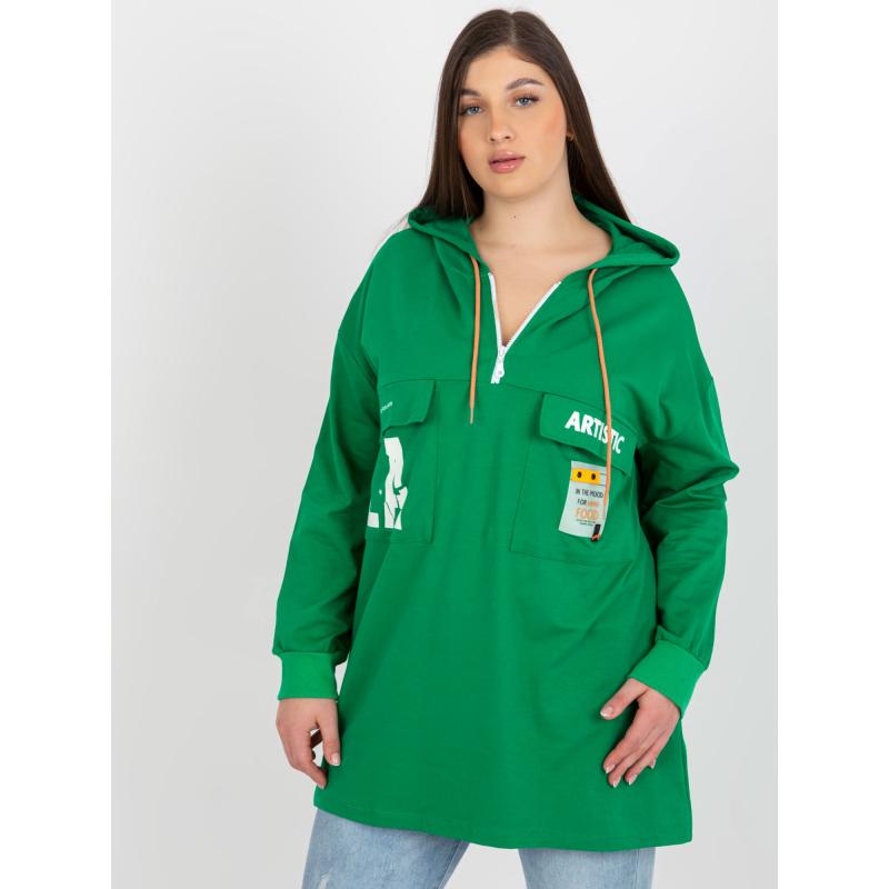 Dámská mikina s kapucí plus size ABELA zelená