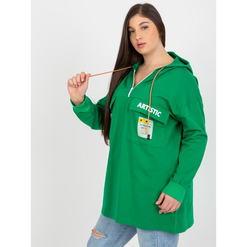 Dámská mikina s kapucí plus size ABELA zelená