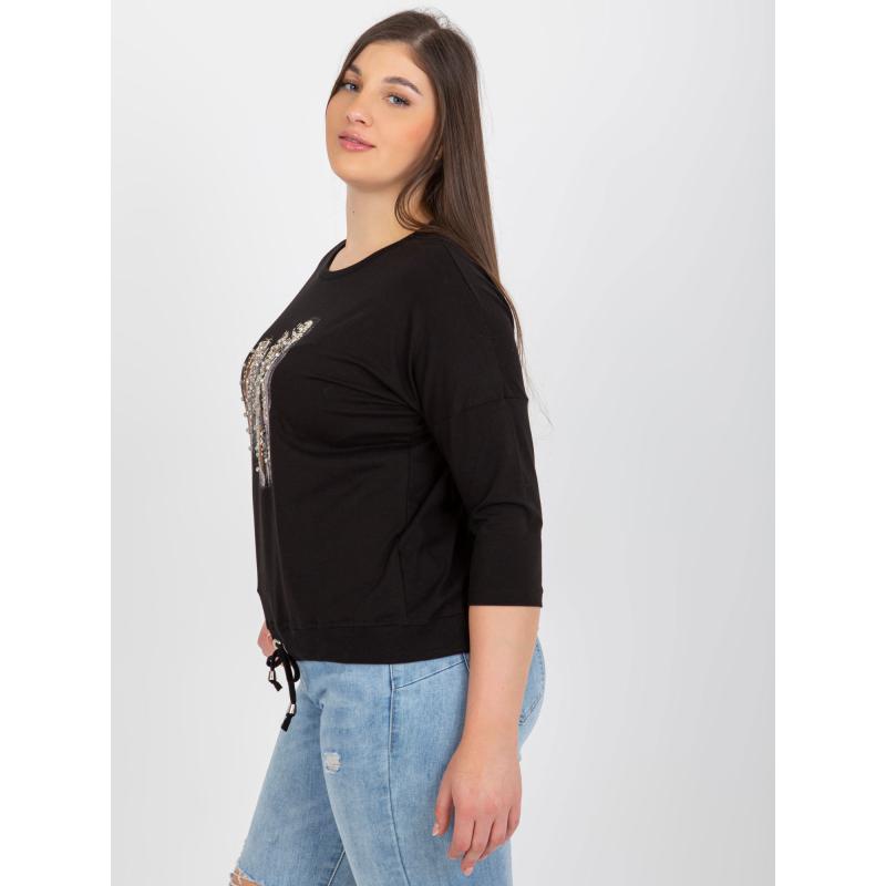 Női blúz csillámos nyomtatással plus size ANTONIA fekete