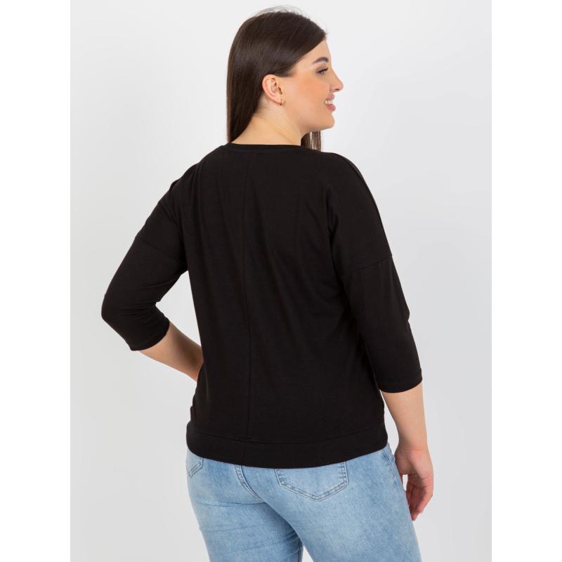 Női blúz csillámos nyomtatással plus size ANTONIA fekete