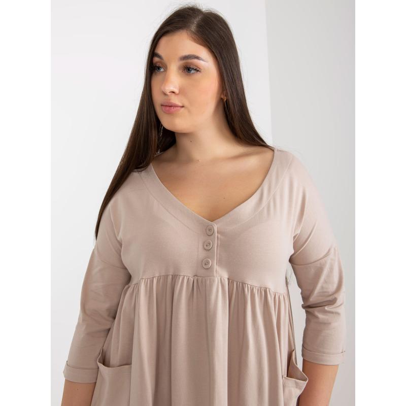 Női plus size ruha zsebekkel MRACELA bézs