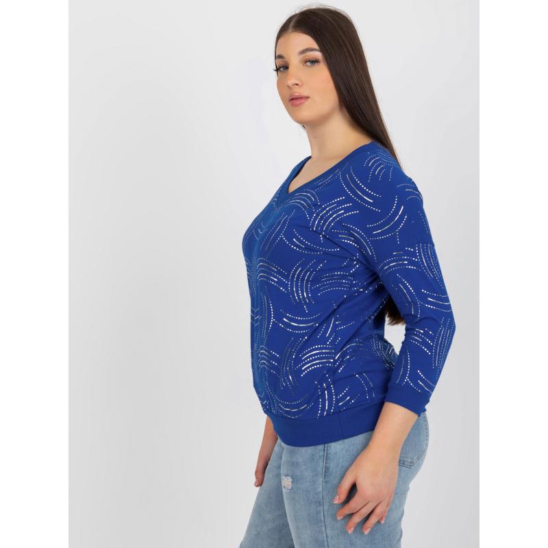 Dámska blúzka s potlačou plus size GARA tmavo modrá