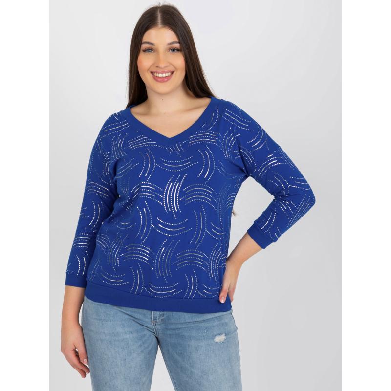 Dámska blúzka s potlačou plus size GARA tmavo modrá