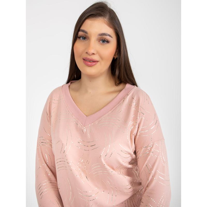 Dámska blúzka s 3/4 rukávmi plus size PAPIA svetlo ružová