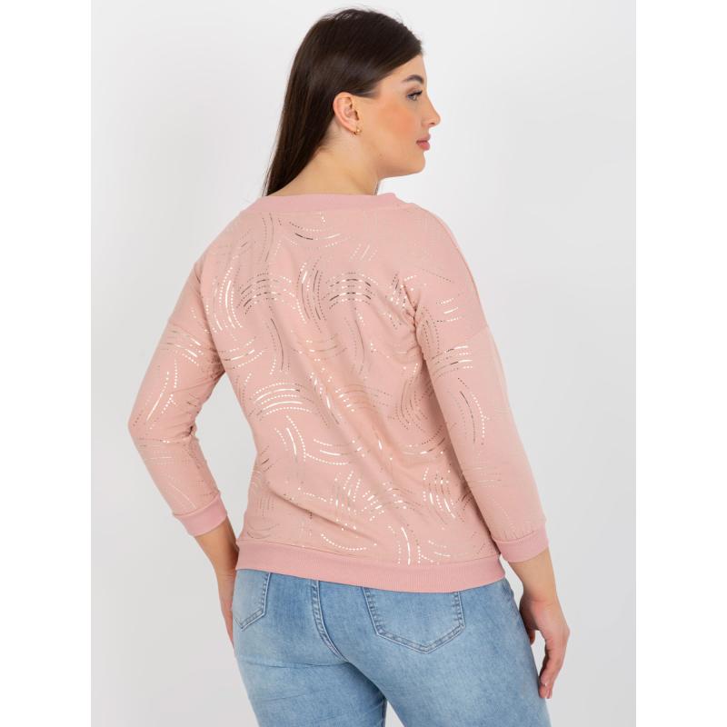 Dámska blúzka s 3/4 rukávmi plus size PAPIA svetlo ružová
