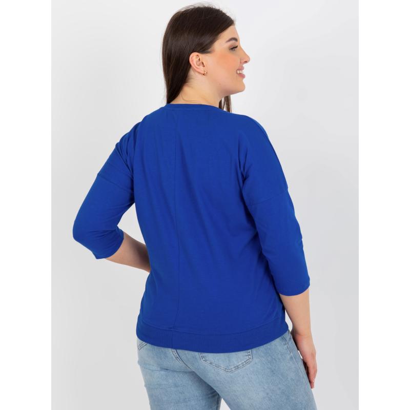 Dámska blúzka s 3/4 rukávmi a potlačou plus size THALA tmavo modrá