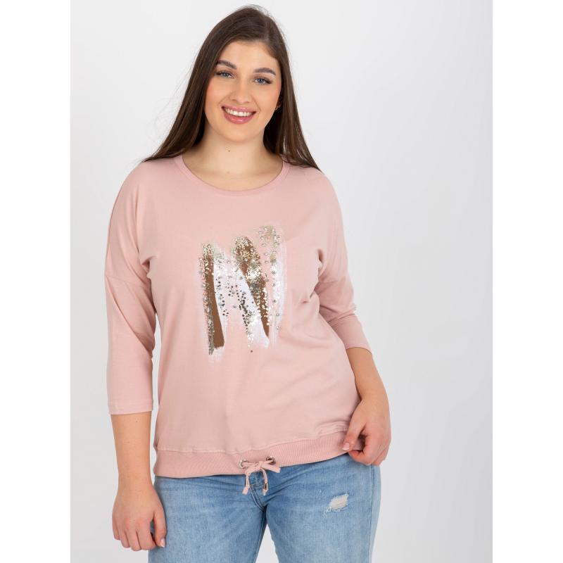 Dámska blúzka s potlačou plus size FIDELIA ružová