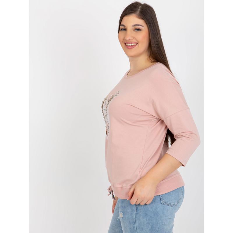 Dámska blúzka s potlačou plus size FIDELIA ružová