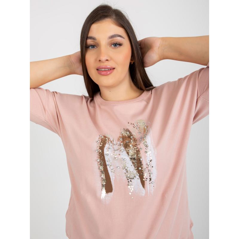 Dámska blúzka s potlačou plus size FIDELIA ružová