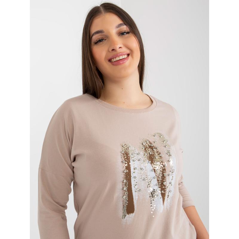 Dámska blúzka s aplikáciou plus size JONASA béžovo-hnedá