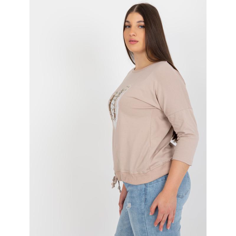 Dámska blúzka s aplikáciou plus size JONASA béžovo-hnedá