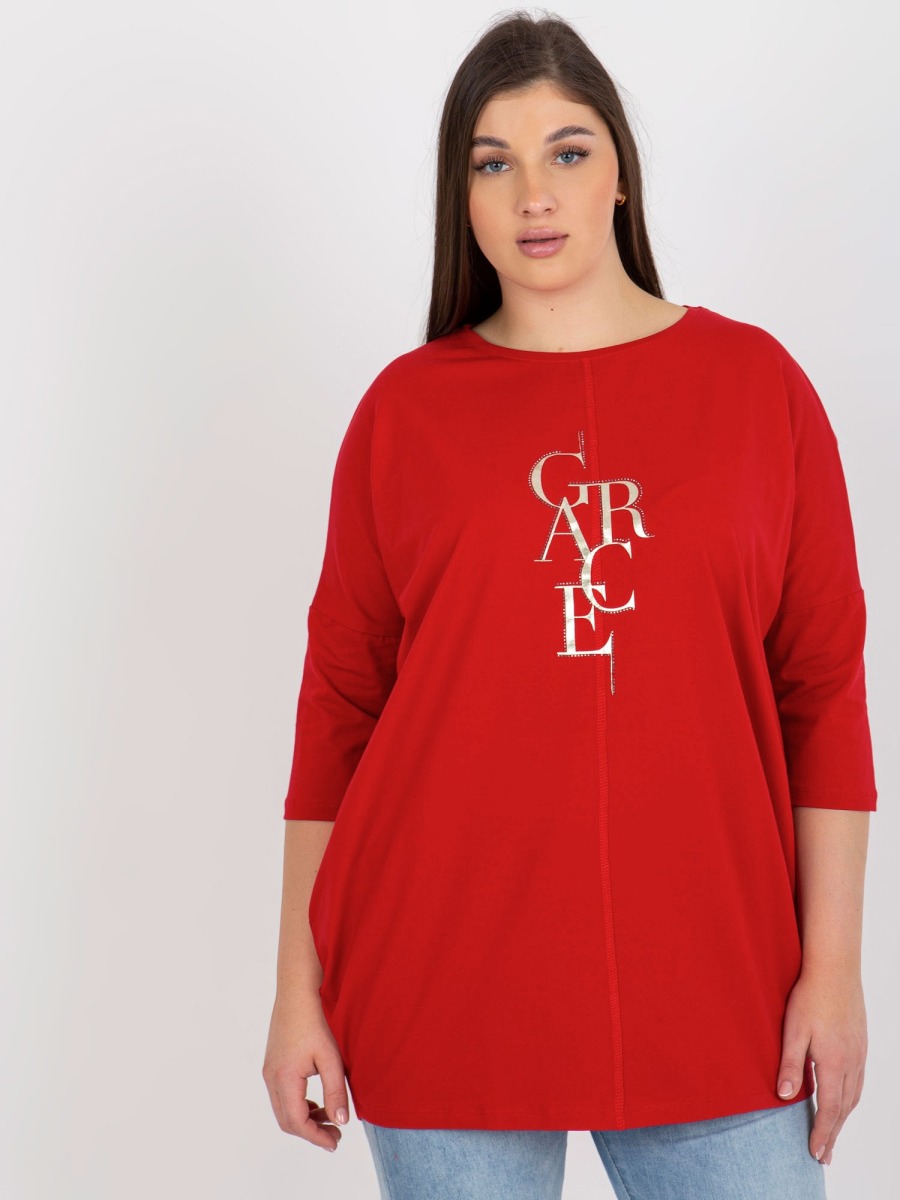Női 3/4-es ujjú blúz plus size SIXTA piros