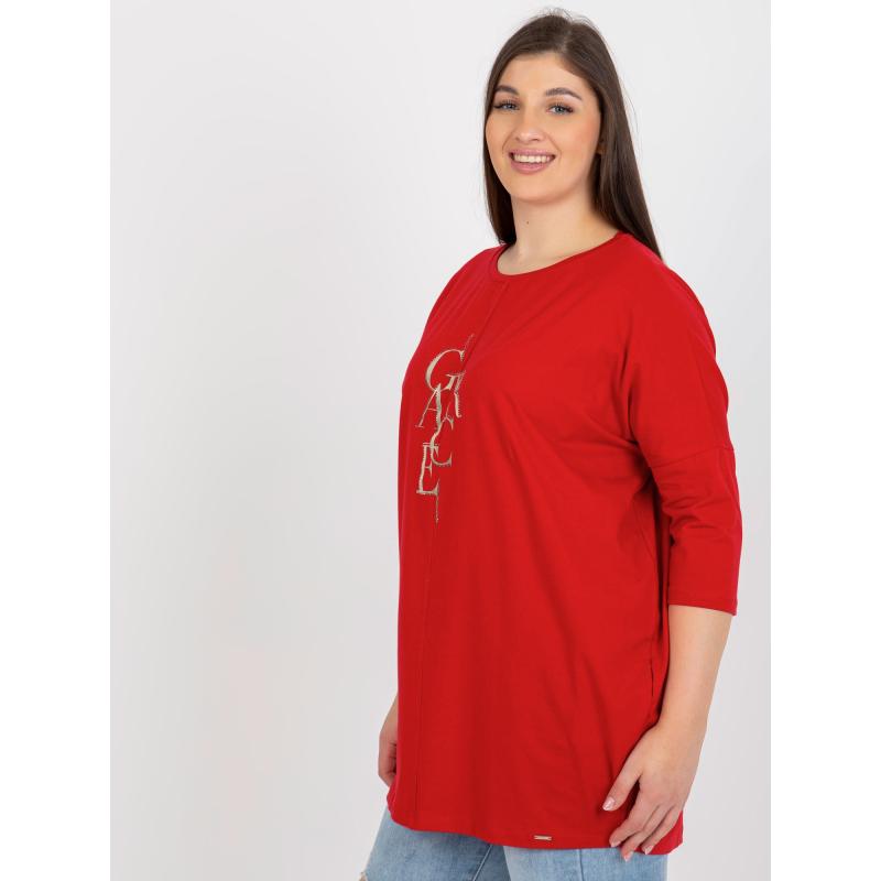 Női 3/4-es ujjú blúz plus size SIXTA piros