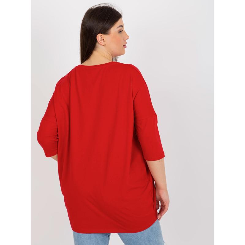 Női 3/4-es ujjú blúz plus size SIXTA piros
