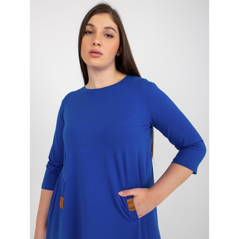 Dámské šaty s kapsami mini plus size DALENNE kobaltové  