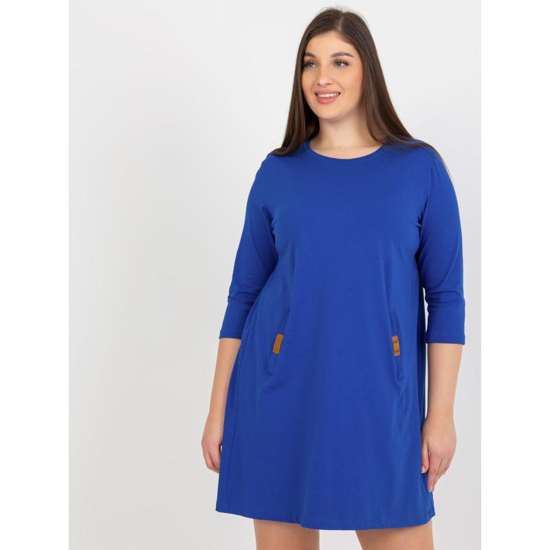 Dámské šaty s kapsami mini plus size DALENNE kobaltové  