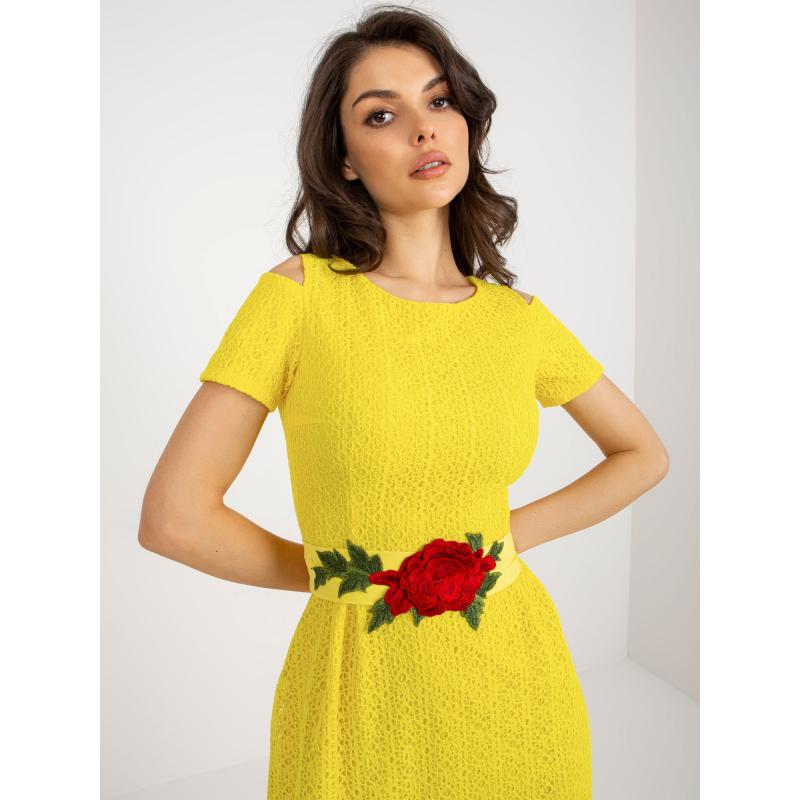 Dámské šaty s podšívkou rozšířené večerní NATAE žluté 