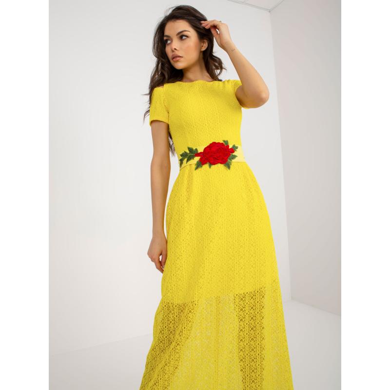 Dámské šaty s podšívkou rozšířené večerní NATAE žluté 