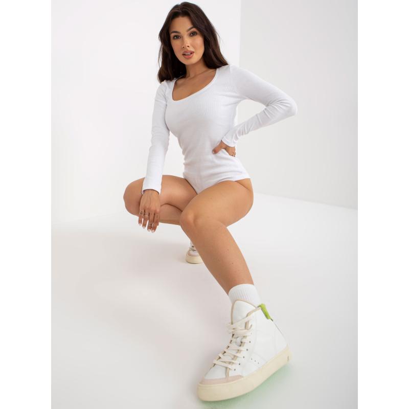 Női hosszú ujjú csíkos body MARIA fehér