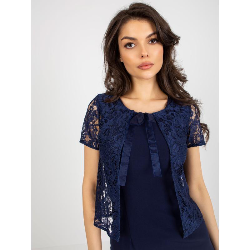 Dámské šaty s krajkou vypasované koktejlové WIA námořnicky modré  