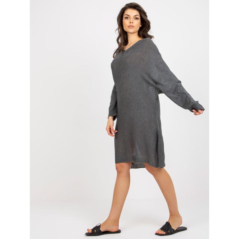 Dámské šaty oversize pletené BASILIA tmavě šedé 