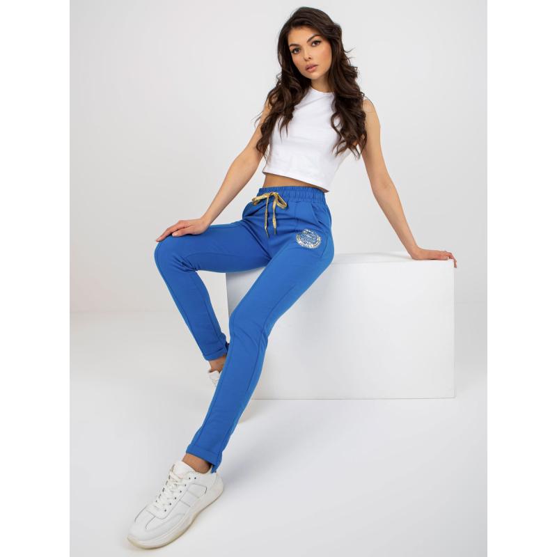 Dámské tepláky s aplikací EMILIA tmavě modré